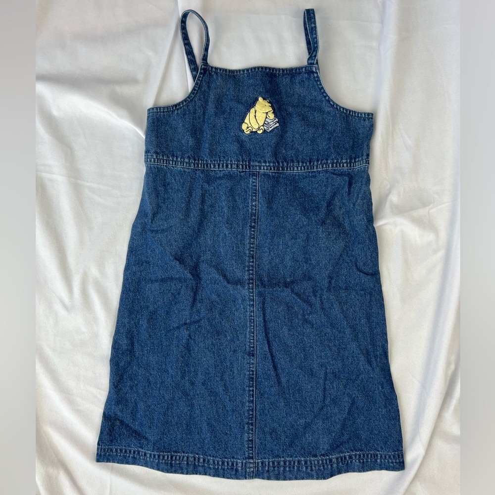 New Vintage The Disney Store Classic Winnie the Pooh Denim Jumper Dress - 6/6X